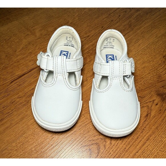 Keds Toddler Girl Shoes Daphne T-Strap White Leather Size 5 Hook Loop - Picture 3 of 9